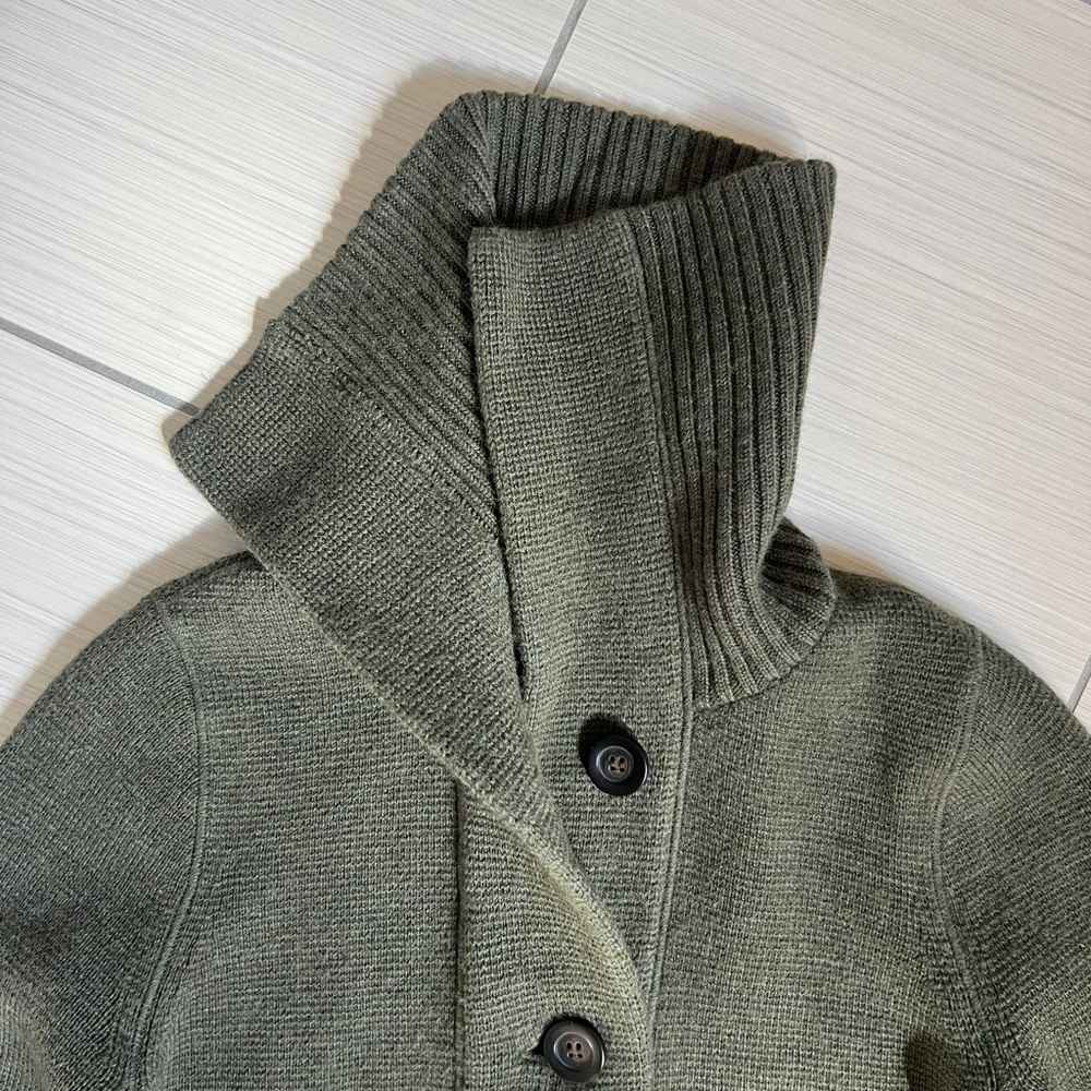 J. Crew Merino Wool Green Button Up Sweater Coatigan Small - Picture 6 of 7